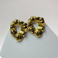 Gold Textured Statement Stud Earrings