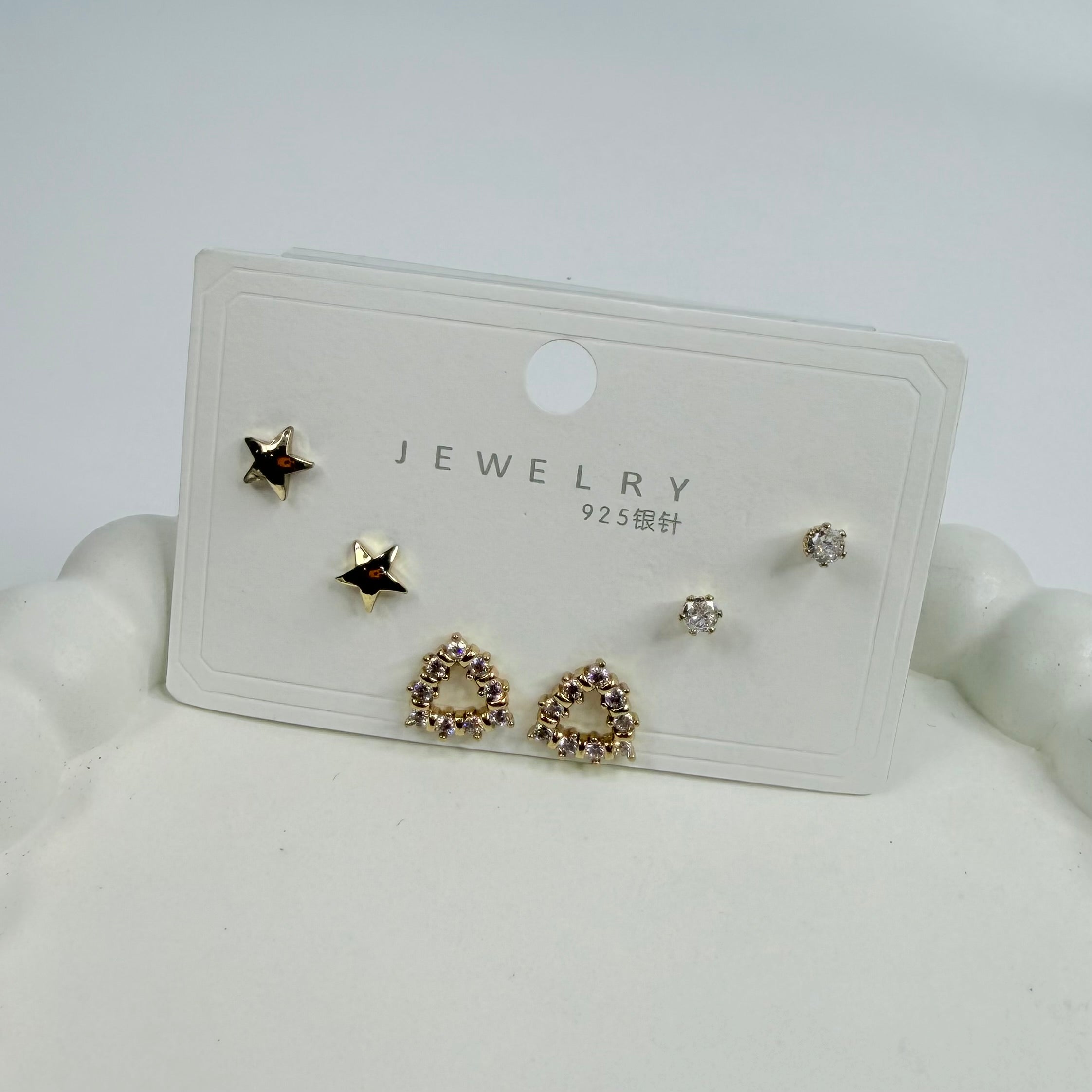 Mystery Stud Earrings Card – 3 Pairs